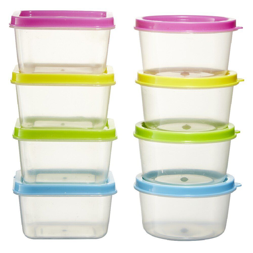Boîte alimentaire couvercle multicolore 65 ml x8