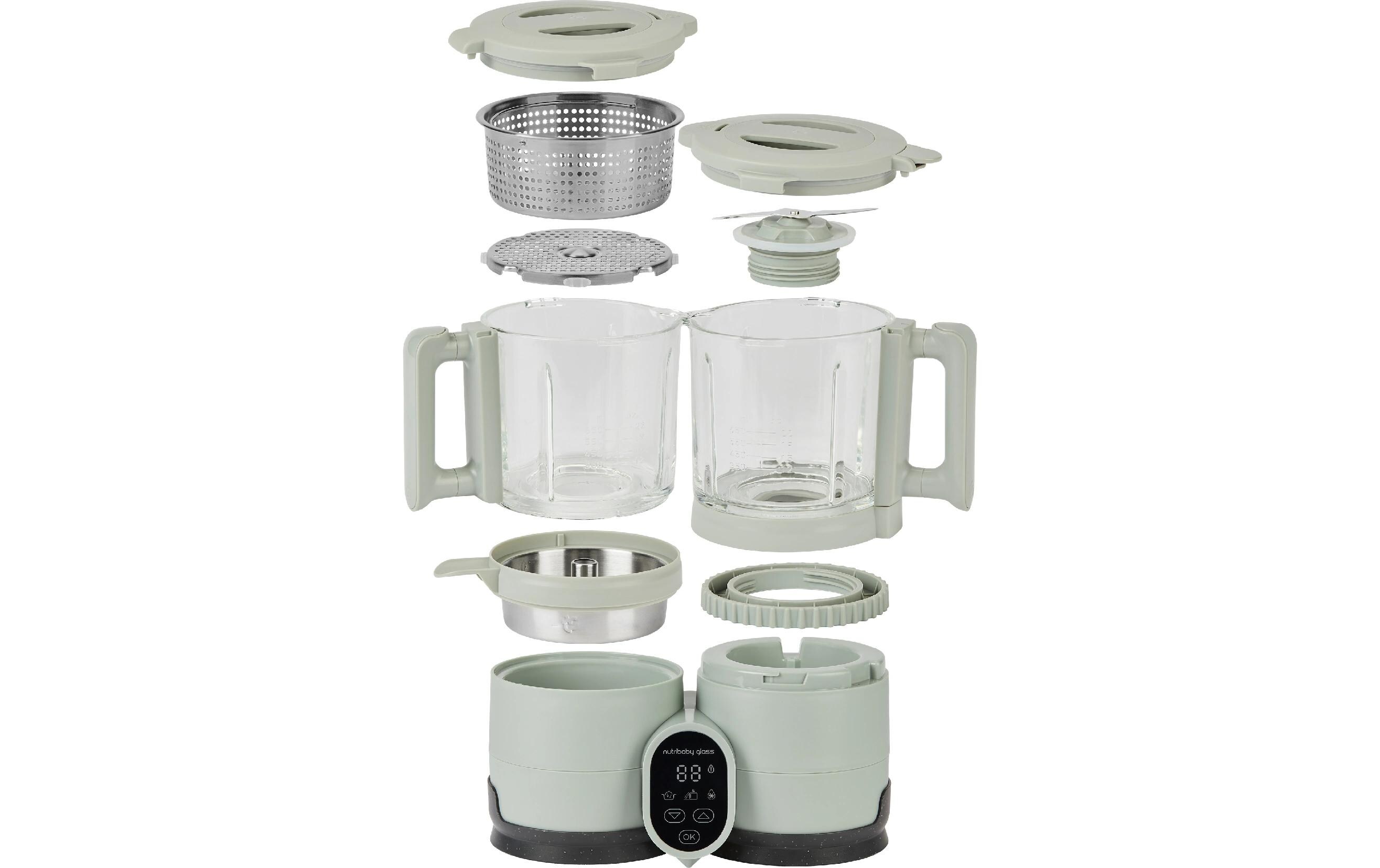 Nahrungszubereiter Nutribaby Glass Green Celadon<br>Babynahrungszubereiter in ökologischem Design für gesunde Mahlzeiten