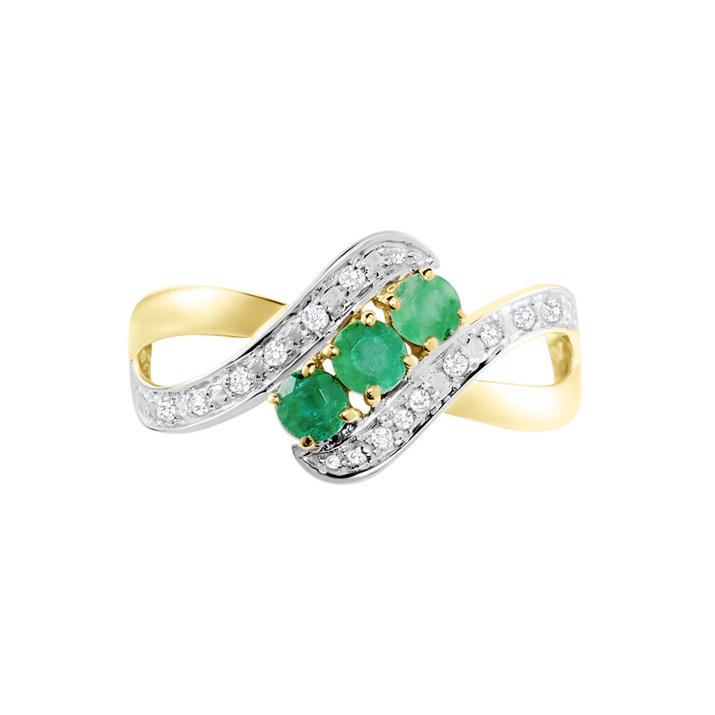Bague Simma Or Jaune Diamant Et Emeraude