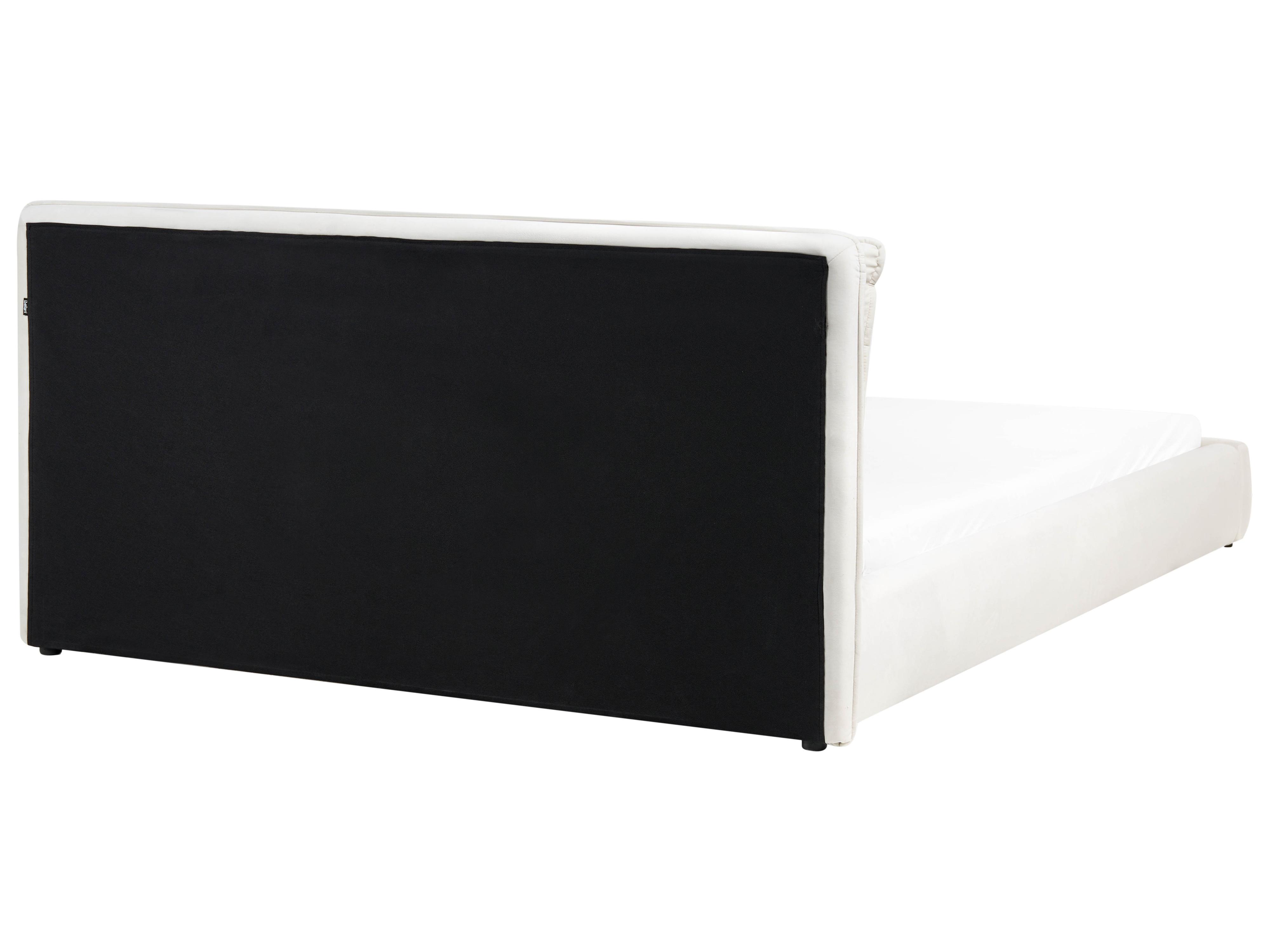 Bed Fluweel BAJONNA 180 x 200 cm Gebroken wit