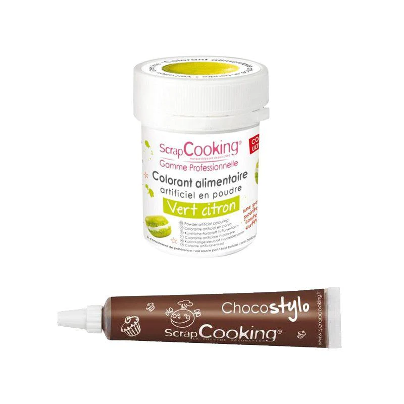 Stylo chocolat + Colorant alimentaire Vert citron Scrapcooking