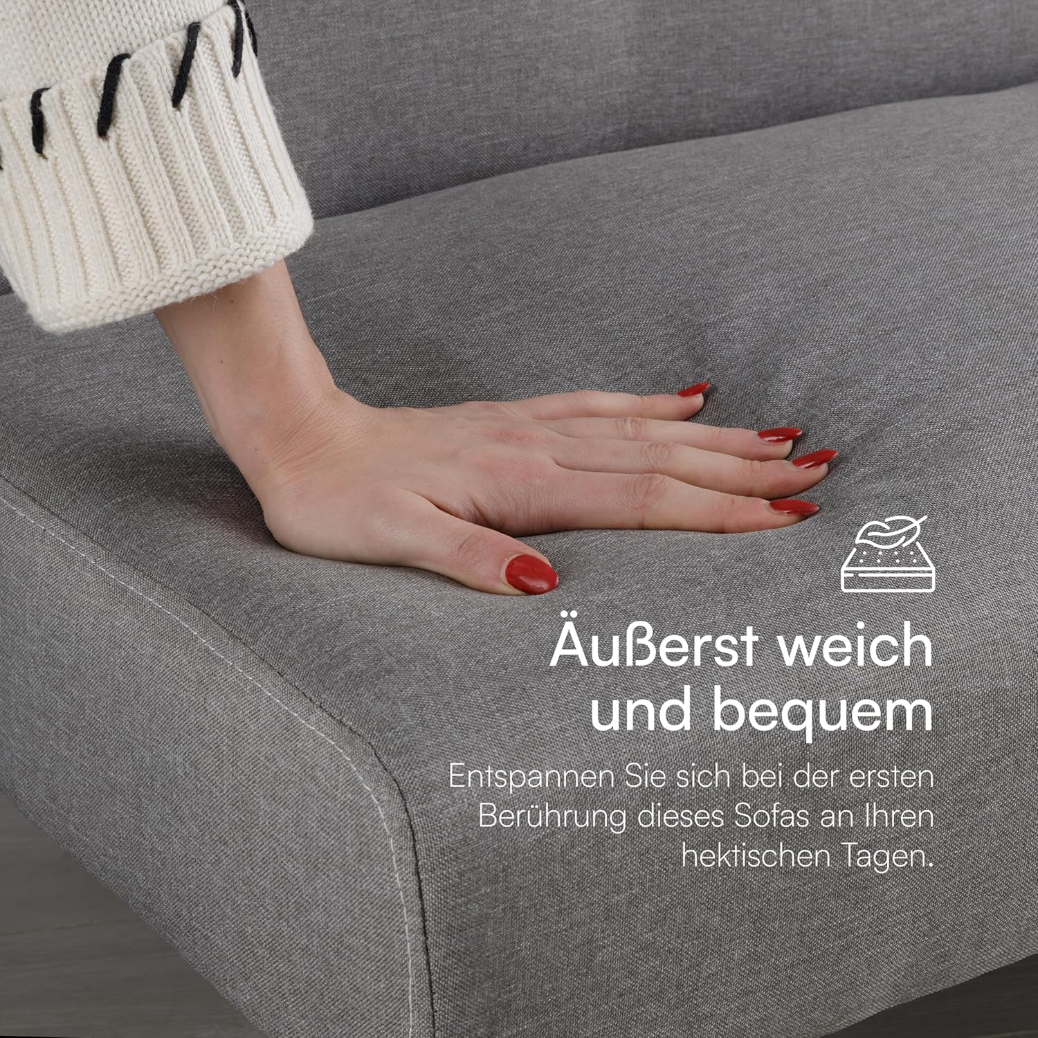 Baroni Home 3-Sitzer Stoff Sofa Bett umwandelbar in Polsterbett, Liegesofa mit Kunststoffbeinen für Wohnzimmer, Gästezimmer, Öffnet 93 cm, 167x70x77 cm (Grau)
