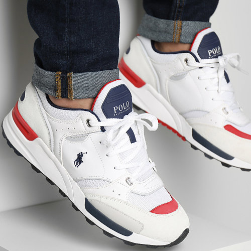 Baskets Trackster 200 Blanc Bleu Marine Rouge