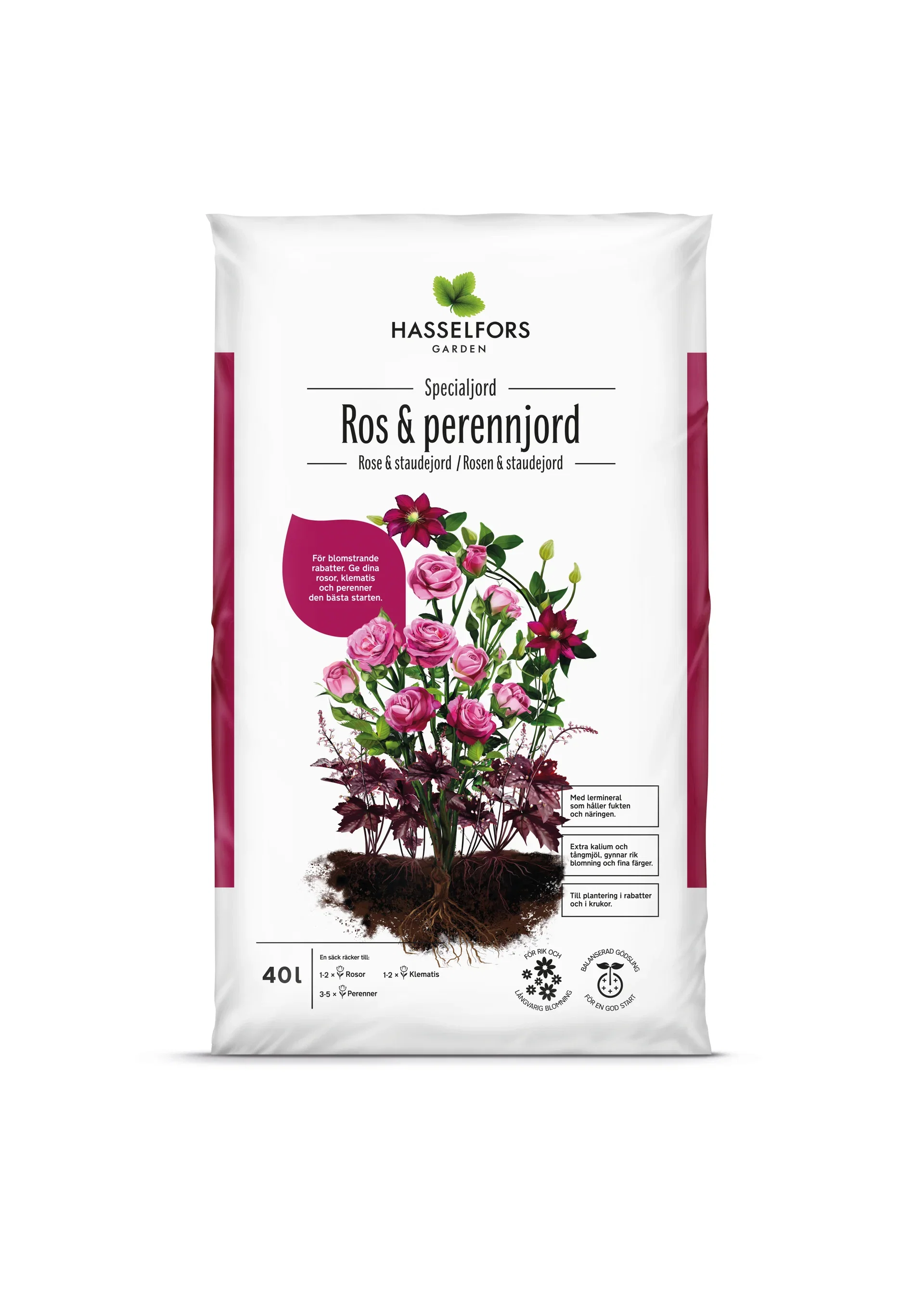 Hasselfors Rose- & Staudejord 40 L