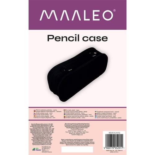 Dobbelt uttrekkbart pennal - svart Maaleo 24516