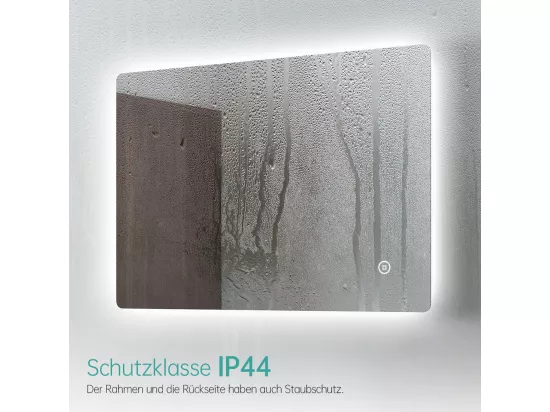 EMKE Miroir lumineux salle de bain Rétro-éclairage 100x60cm, Miroir LED avec Interrupteur Tactile, Miroir avec éclairage lumière blanche froide