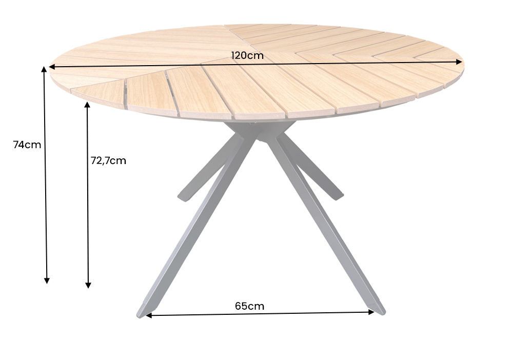 Runder In- und Outdoor Gartentisch DESIGNO 120cm natur Holz-Design anthrazit Metall