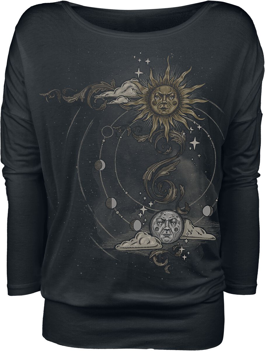 Haut Manches Longues Noir Ras-Du-Cou & Imprimé | Gothicana by EMP T-shirt manches longues