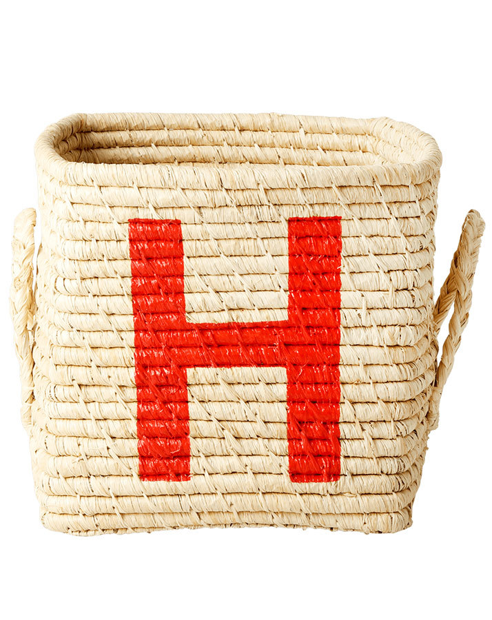Raffia-Korb SQUARE – LETTER H