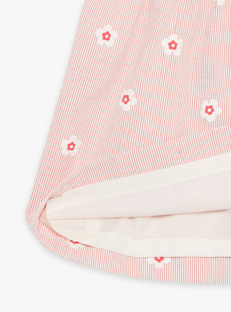Robe écrue à rayures et fleurs