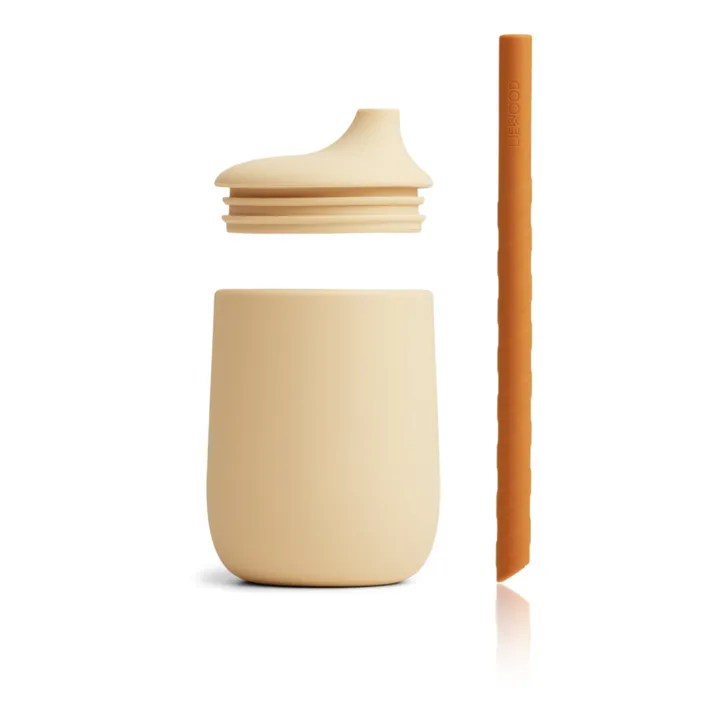 Liewood Gobelet avec paille Ellis en silicone - Set de 2 | Sable