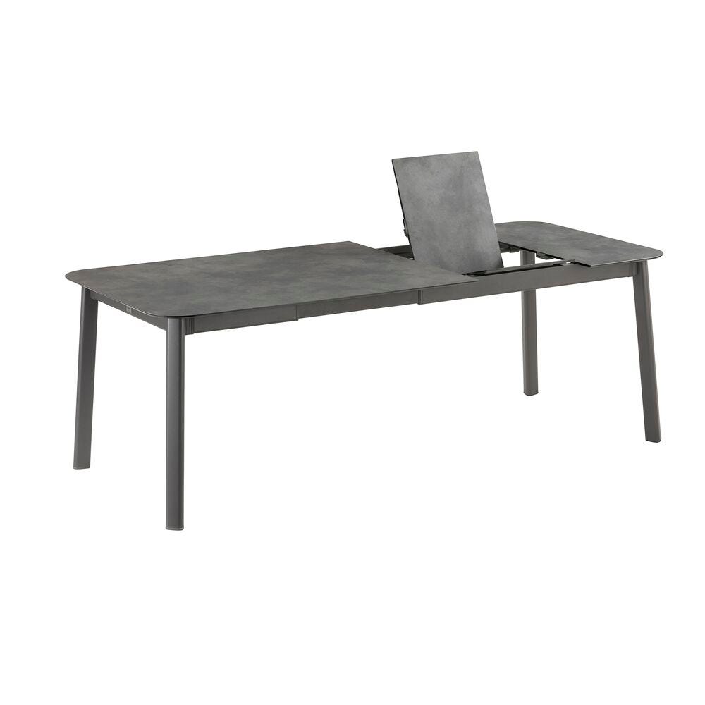 Set aus 1 Gartentisch für 6-8 Personen und 6 Gartensesseln Oron HPL Fusain