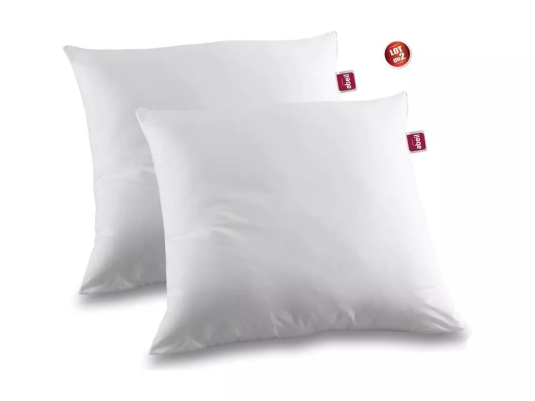 Lot de 2 oreillers anti-acariens - 60 x 60 cm - 100% coton traite Bio - ABEIL