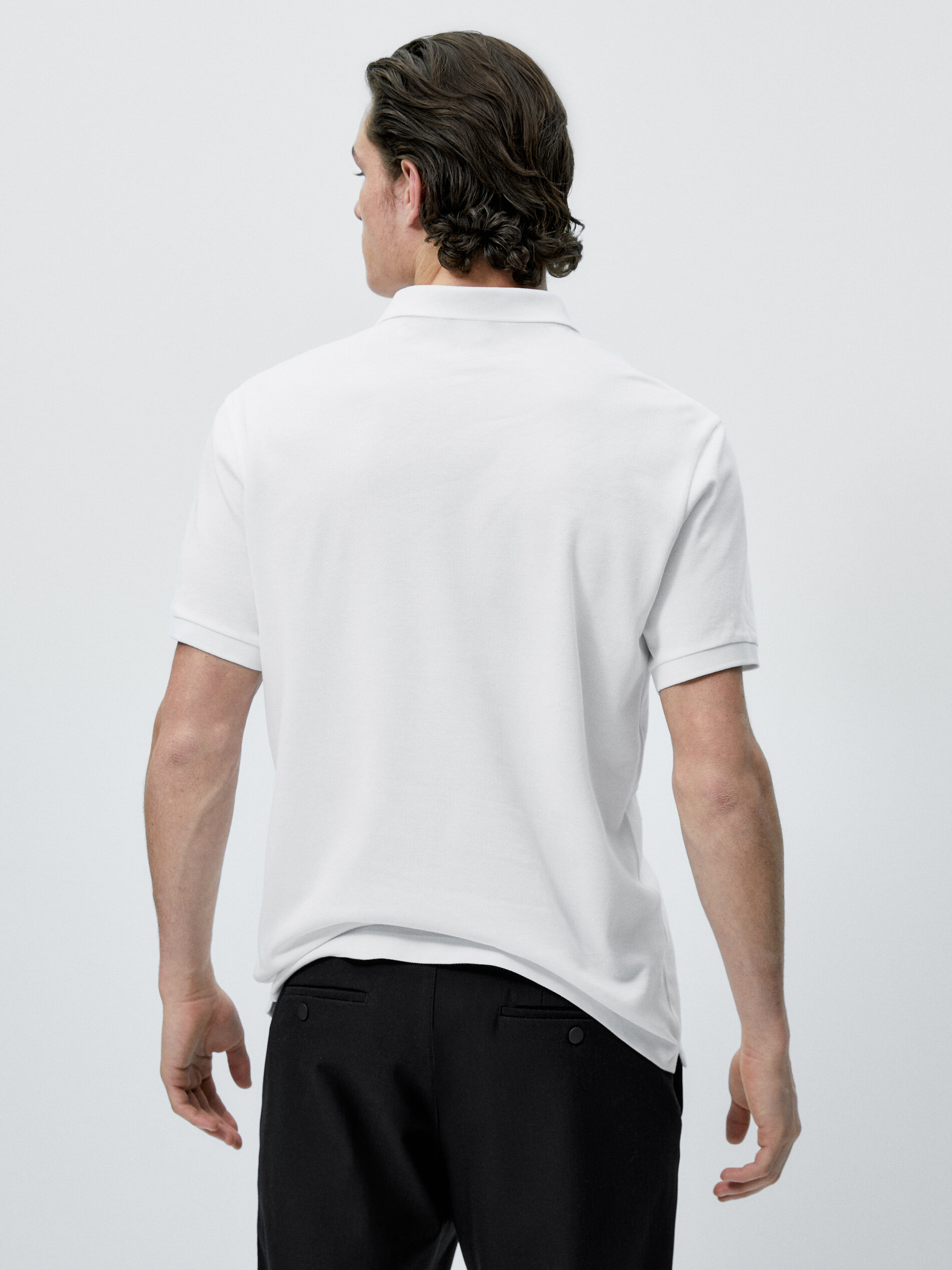 Camisa polo 100% algodão piqué - BRANCA