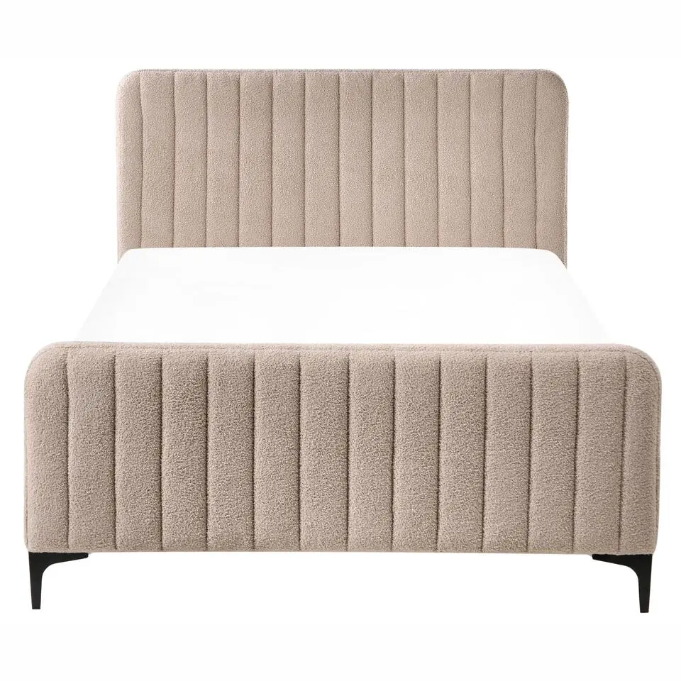 LUNAN - Tweepersoonsbed - Beige - 120 x 200 cm - Bouclé