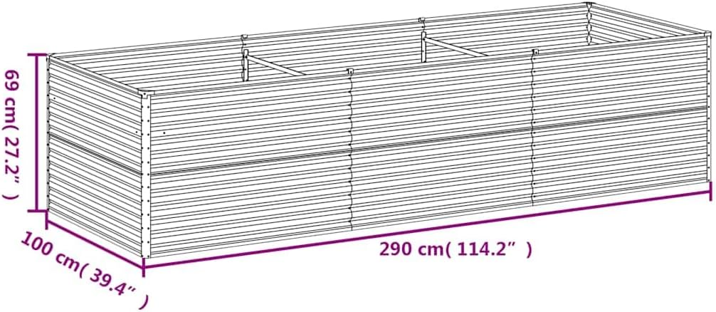 Hochbeet 290x100x69 cm Cortenstahl Rostoptik Großes Raised Garden Bed für Garten Terrasse Balkon Robuste Blumenkübel und Pflanzkasten Modernes Design ohne Pflege