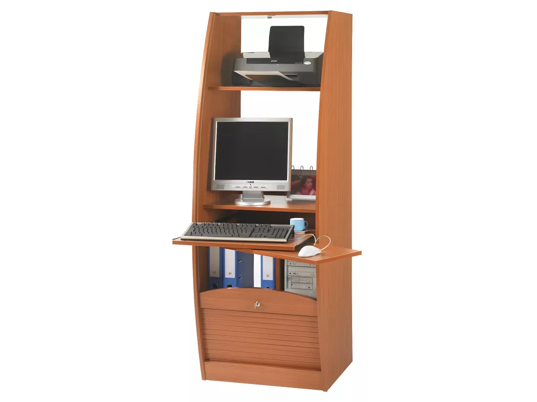 Colonne informatique à rideau Merisier taille M - INFO