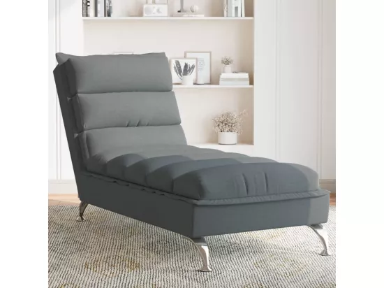 Chaise longue avec coussins gris foncé tissu