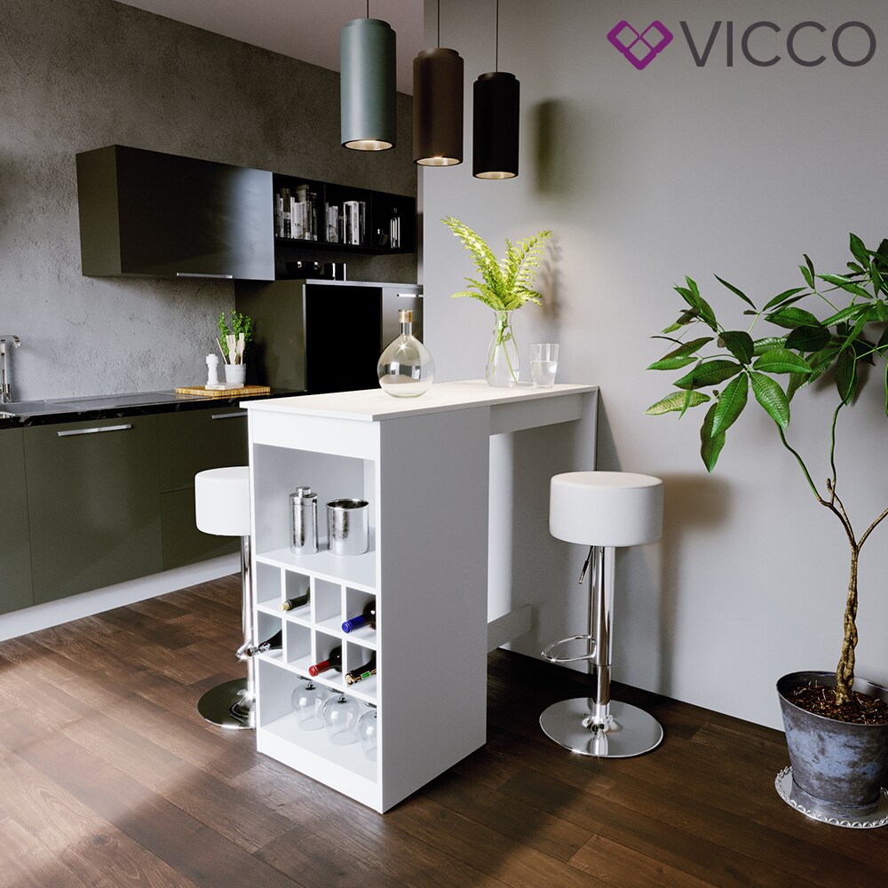 VICCO Bartisch ROSS Weiß Bartresen Stehtisch Tresentisch Bistrotisch Tisch inkl. Barhocker