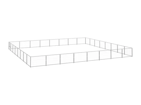 Chenil extérieur cage enclos argenté 800 x 800 x 70 cm 02_0000296