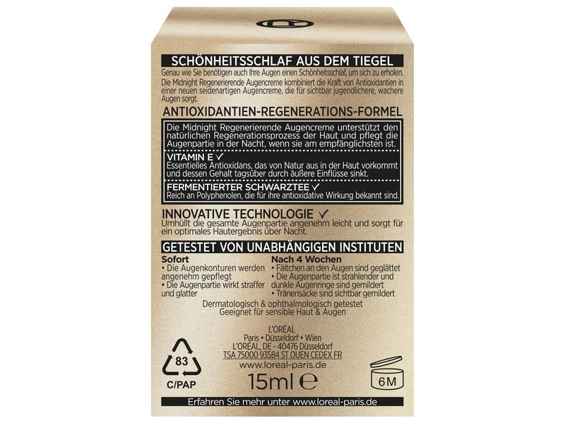L'Oréal Paris Augencrème Renaissance 15 ml Regenerierende Augencreme sorgt für sichtbar jugendlichere, wachere Augen