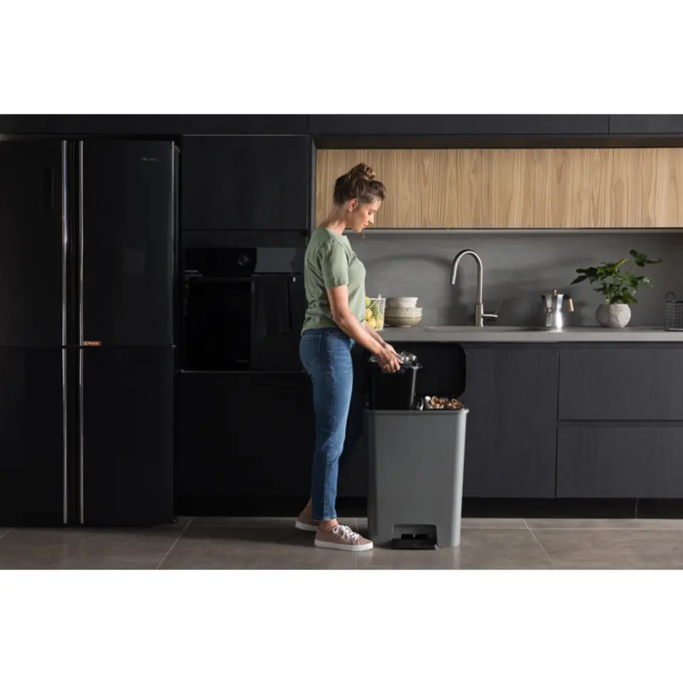 Curver Compatta Duo Prullenbak 23L 23L - Grijs/Zwart