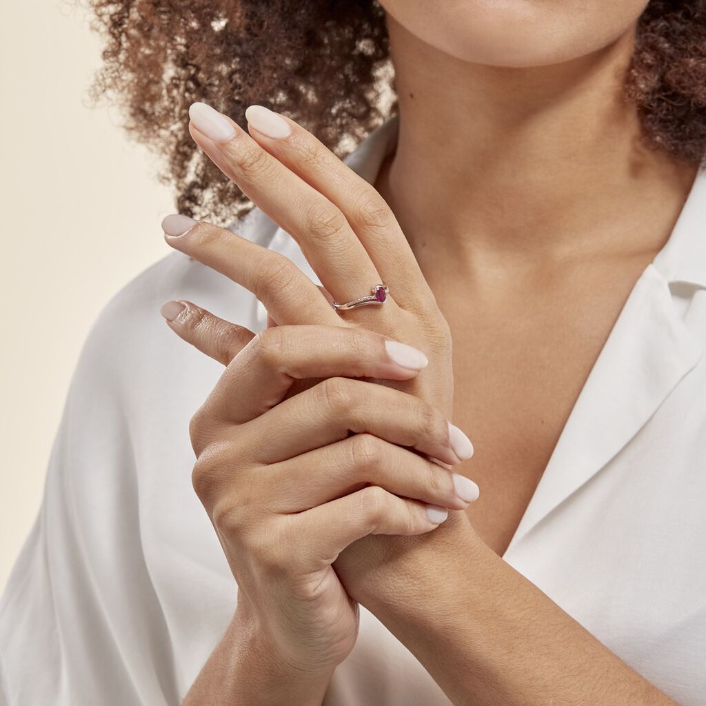 Bague Anja Or Blanc Rubis Et Diamant