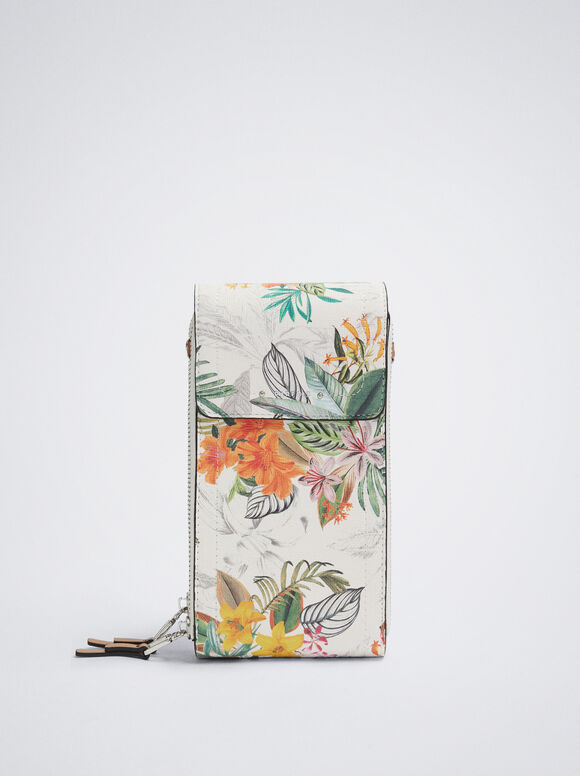 Bolsa para celular com estampa floral - Laranja
