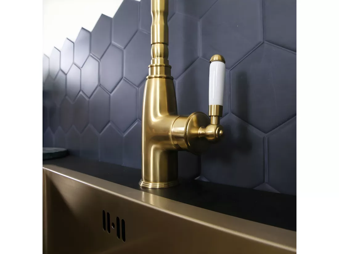 Leeds mitigeur évier or brossé - Essebagno