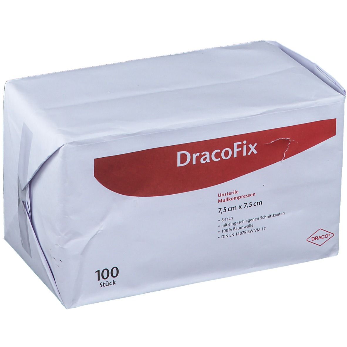 DracoFix Mullkompressen unsteril 8fach 7,5x7,5cm