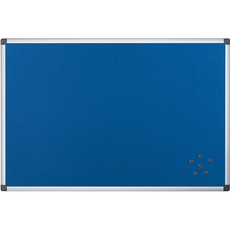 Tableau d'affichage en feutre Maya de Bi-Office, surface en feutre bleu, cadre en aluminium, 90 x 60 cm
