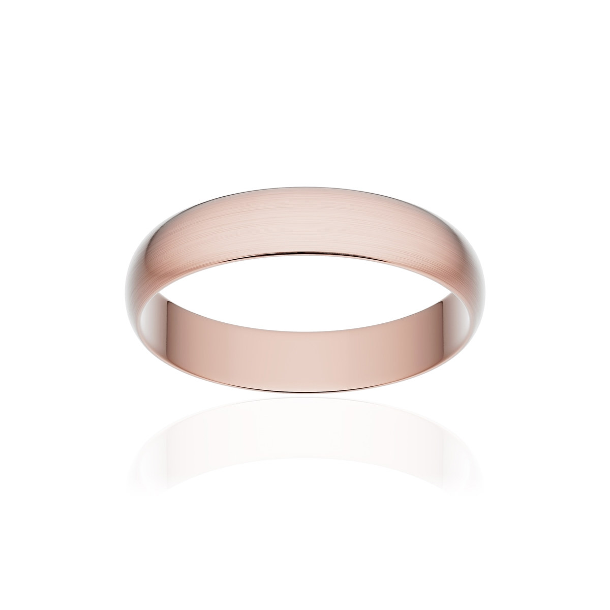 Alliance or 375 rose brossé ruban 4mm