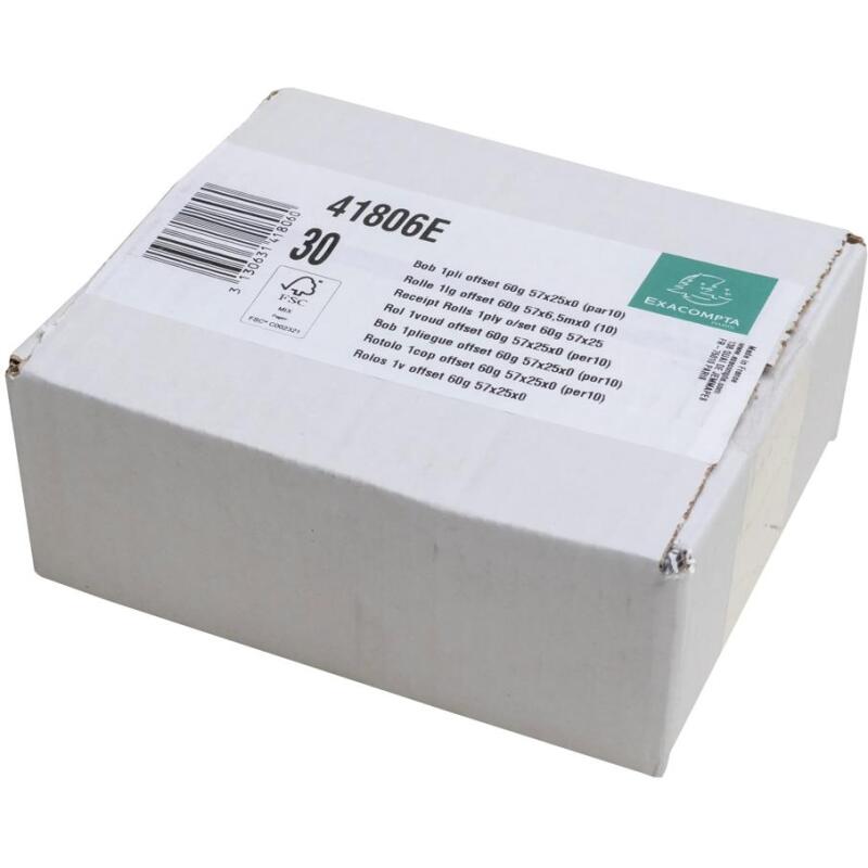 Bobines Caisses Exacompta 5740120V - l 57 mm x L 11,5 m, Ø 38 mm - 1 pli(s) - paquet de 10