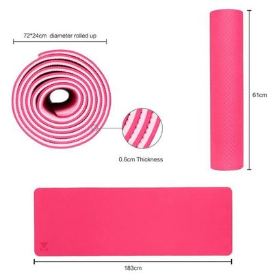 Tapis de Yoga Tapis de Sport Tapis Fitness avec Un Sangle 183 x 61 x 0 6 cm Rose rose
