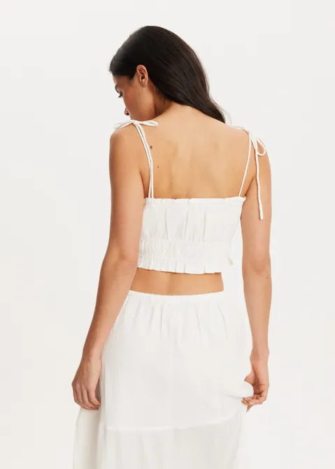 Top met geplooide details wit (WIT)