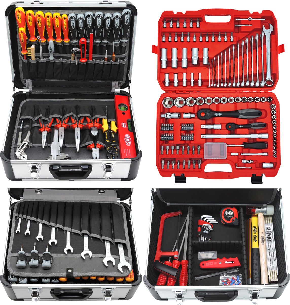 FAMEX 419-43 PRO gereedschapskoffer uitgerust met 280-delige gereedschappen.