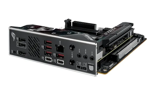 ASUS ROG STRIX B850-I GAMING WIFI - Bundkort - mini ITX - Socket AM5 - AMD B850 Chipset - USB-C 3.2 Gen 2x2, USB-C 3.2 Gen2, USB 3.2 Gen 2, USB 3.2 Gen 1 - 2.5 Gigabit LAN, Wi-Fi 7, Bluetooth - onboard grafik (CPU påkrævet) - HD Audio (8-kanaler)