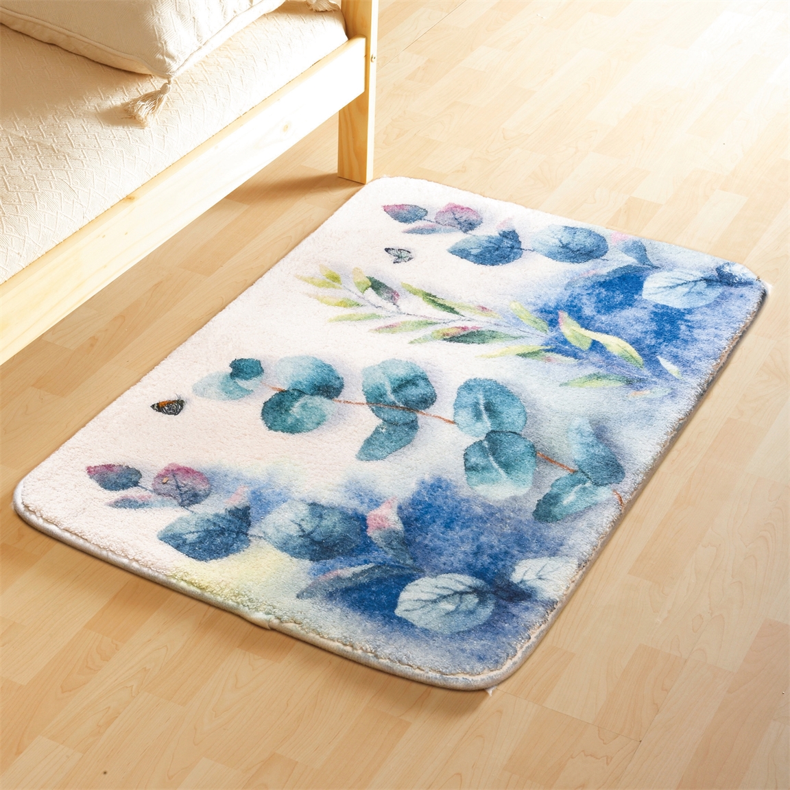 Tapis feuilles et papillons