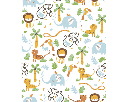 Vliesbehang 38115-2 Little Love Jungle Animals wit blauw geel