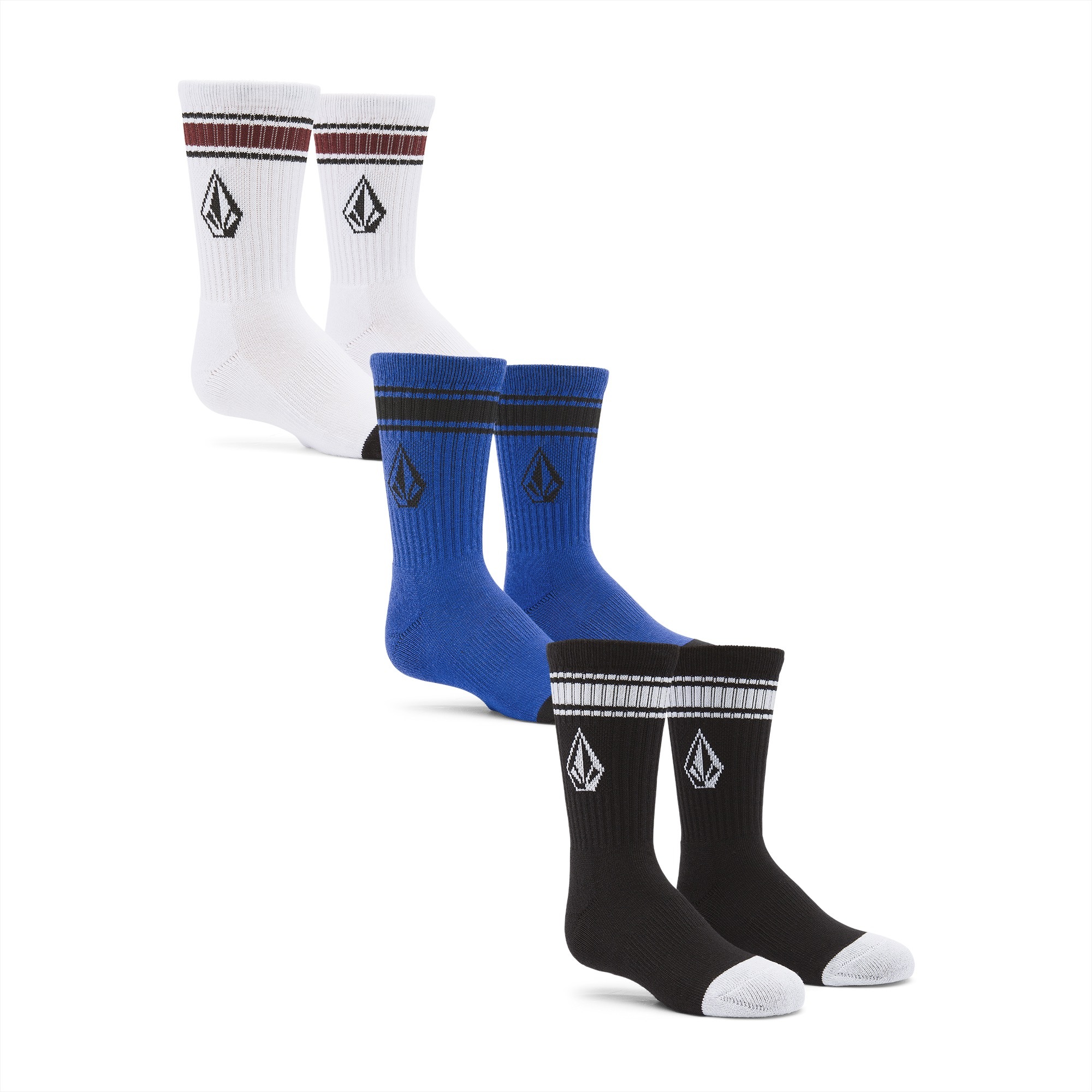 Volcom Full Stone Sock 3PK Youth Multi