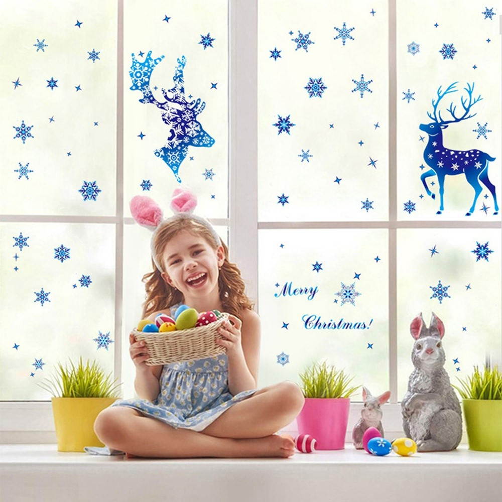 (30x20cm) Fenster Aufkleber Fenstersticker Folie Weihnachtsdekoration - Rentiere