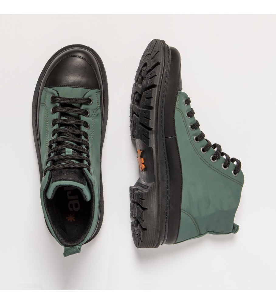 Botas de tornozelo em couro verde escuro Art