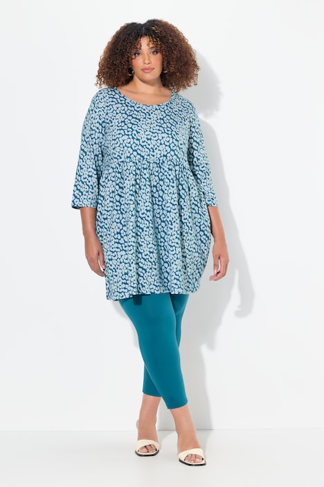 Longshirt, Leomuster, A-Linie, Rundhals, 3/4-Arm