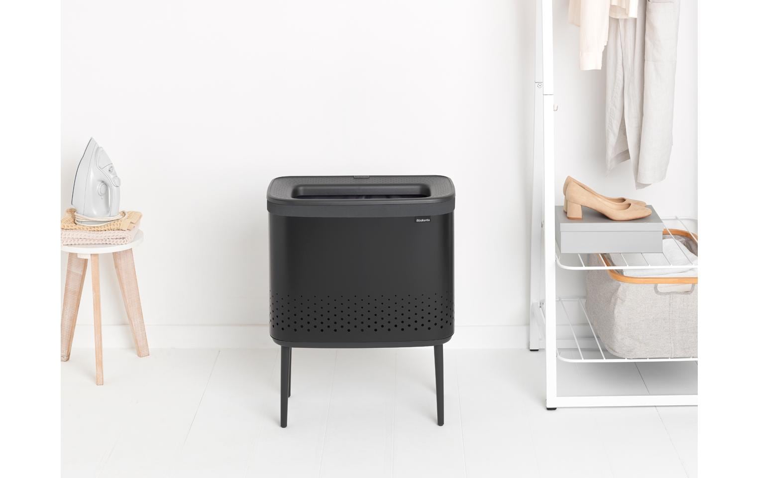 Wäschesammler BO Schwarz, 60 l<br>Schwarzer Wäschekorb