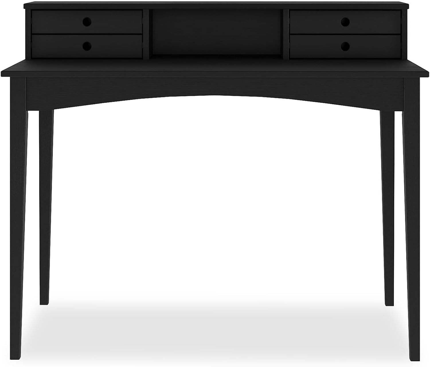 IDIMEX Schreibtisch Milano mit 4 Schubladen und 1 Fach schwarz - Bürotisch aus Kiefer Massivholz, PC-Tisch mit Stauraum für Büro und Home-Office