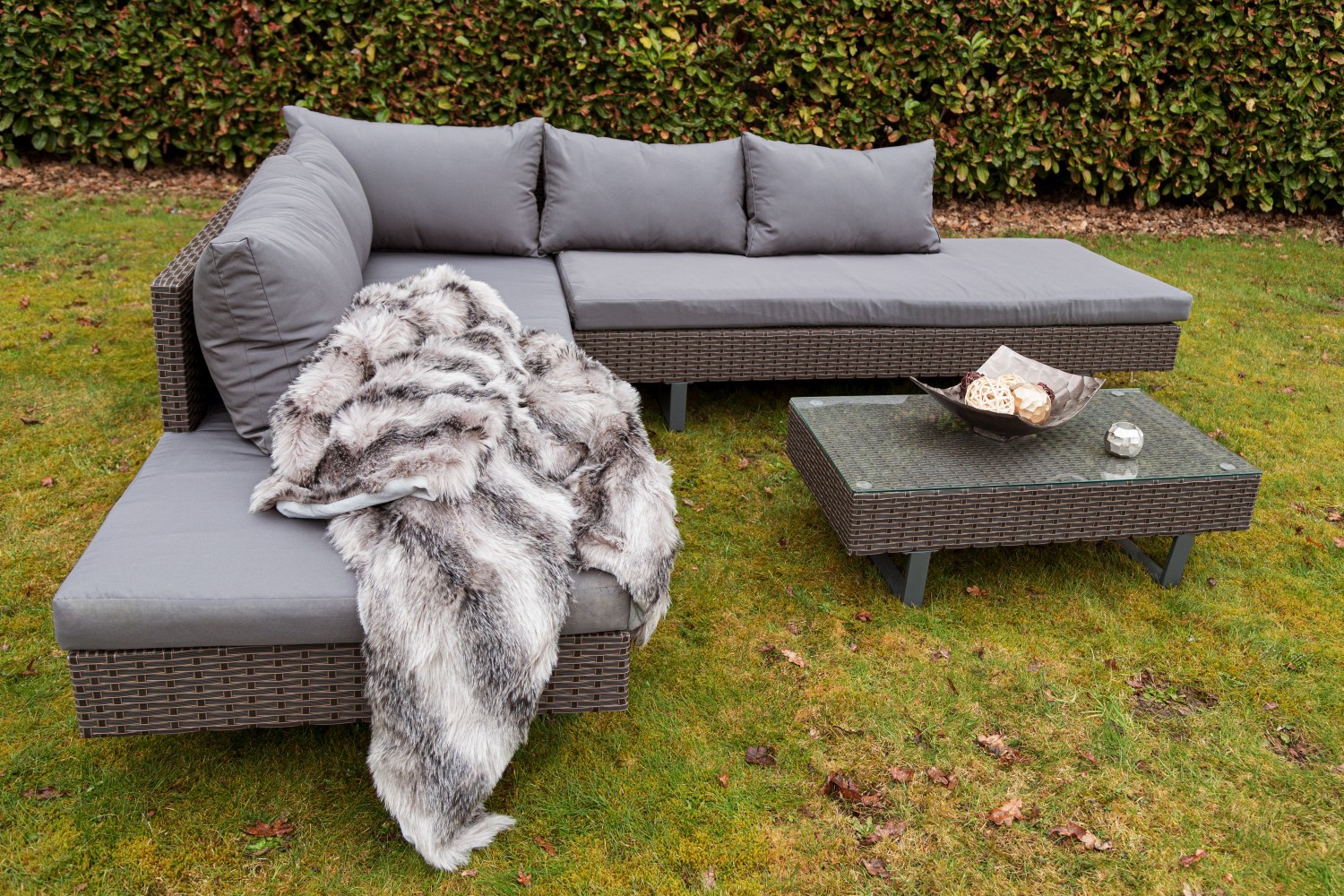 3-teiliges Ecklounge-Set - anthrazit - inklusive Kissen