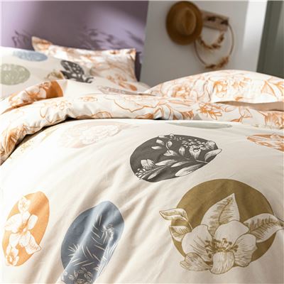 Linge de lit motif cercles à fleurs variées - BECQUET CRÉATION
