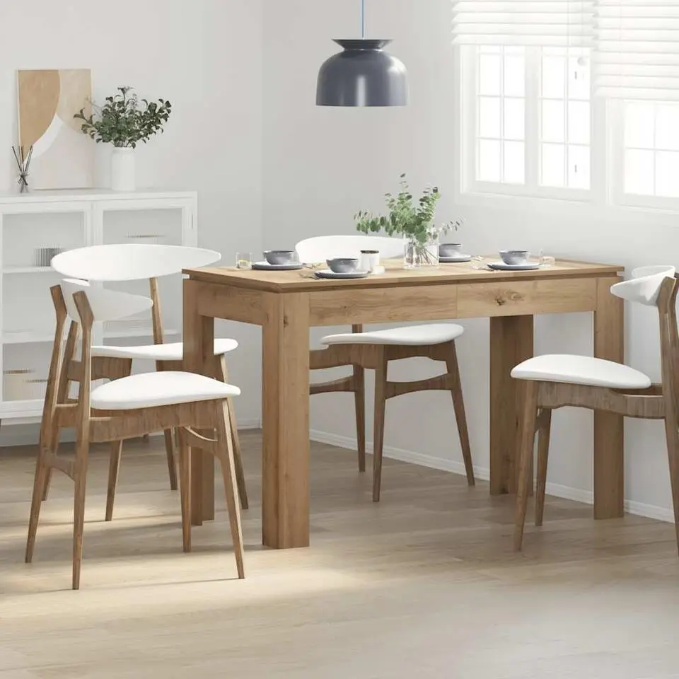 vidaXL Eettafel - Rechthoekige tafel - Artisanaal eiken - Hout - 120x60x76 cm