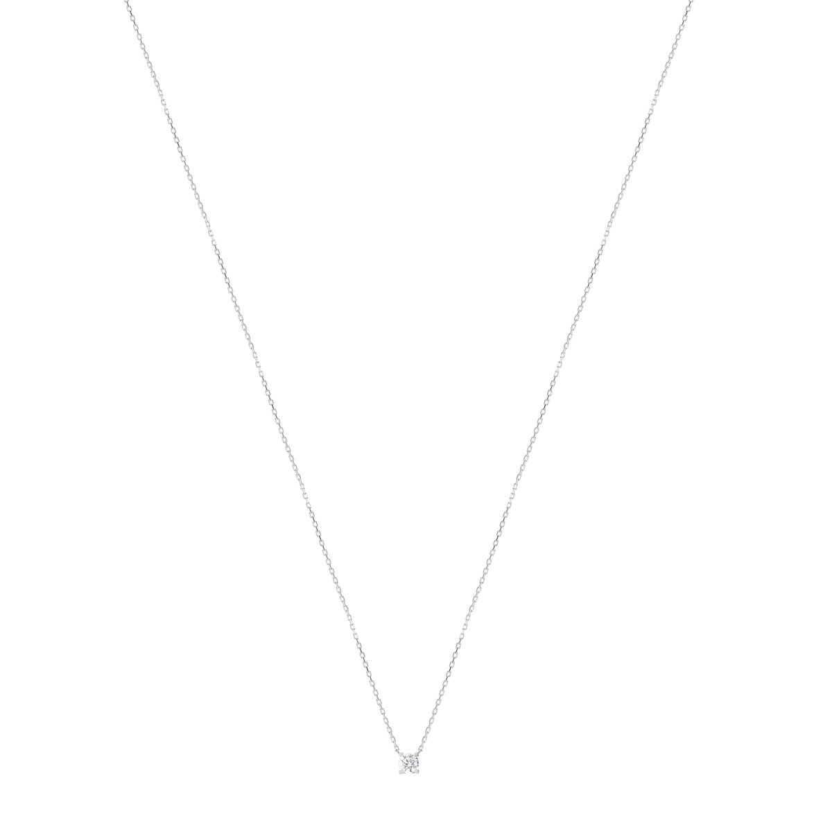 Collier or blanc 750 diamant synthétique 42 cm 0.25 carat