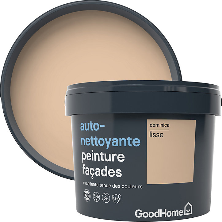 Peinture extérieure façade autonettoyante Premium GoodHome beige Dominica 10L